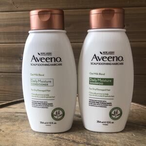 Aveeno Conditioner & Shampoo Set Scalp Soothing Oat Milk Blend 12 fl Oz New Open